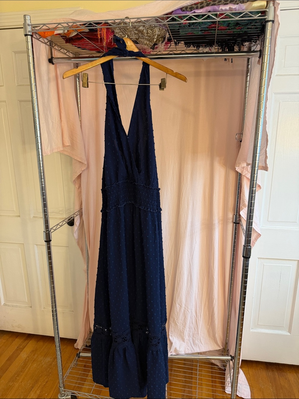 Women's Navy Blue Halter Maxi Dress